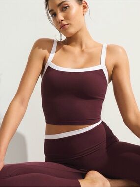 Abercrombie YPB studioFLEX cami tank red wine